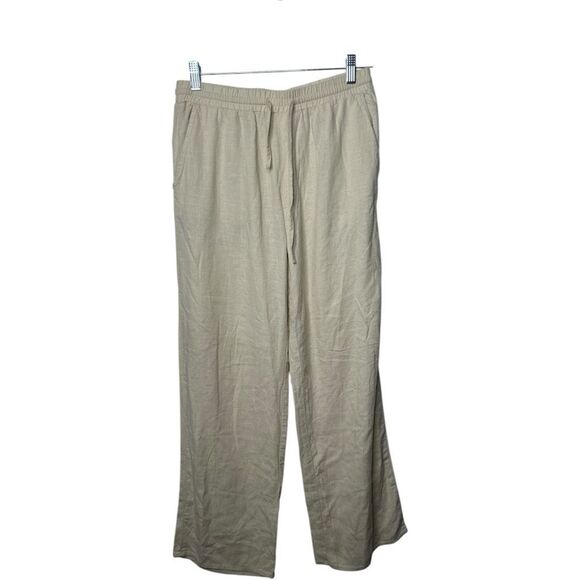 YFB Young Fabulous and Broke Cream Linen Wide Leg Pants Size M Beachy Coastal - Picture 1 of 10